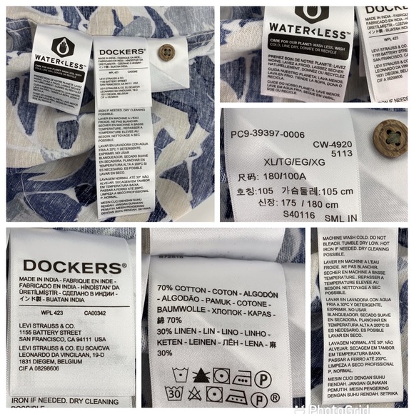 Dockers NWT Floral Patterned Short Sleeve Button Front Cotten & Linen Shirt, XL - Picture 14 of 14